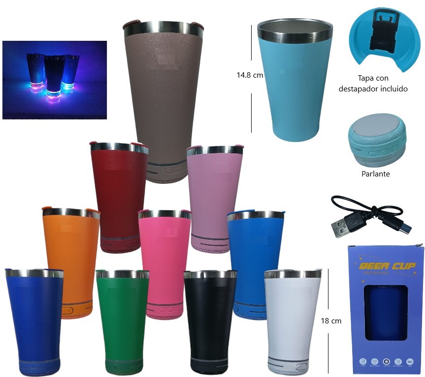 VASO TERMICO LED BT C/PARLANTE 473ML (SIN MARCA)              473ML