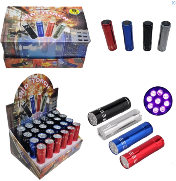 LINTERNAS A PILAS METAL 9 LED              A-510807/99043