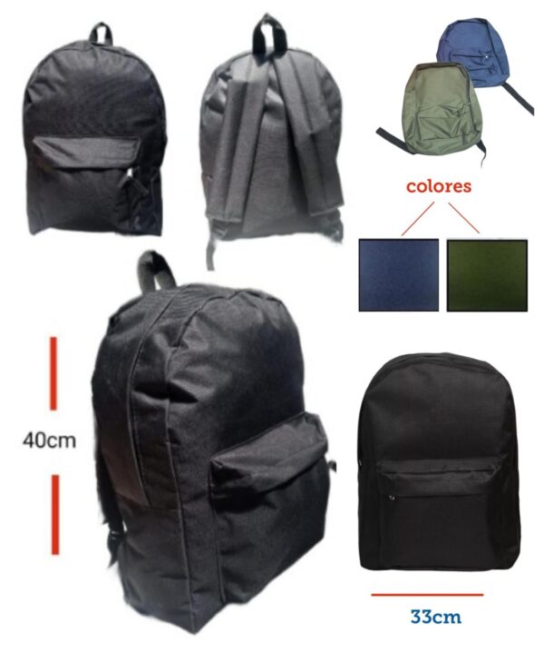 MOCHILA CORDURA LISA - NEGRA - VERDE - AZUL            99342
