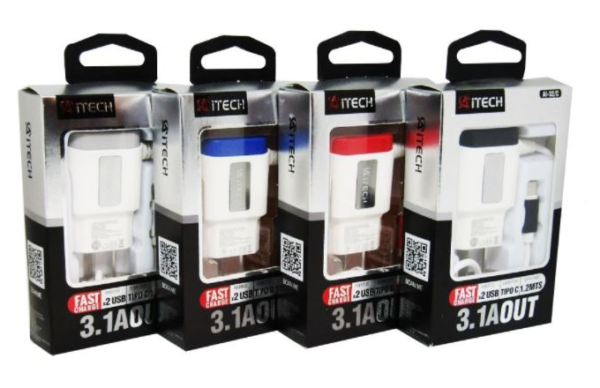 CARGADOR AITECH 3.1A 1.2M 2 USB TIPO C             AI-32C