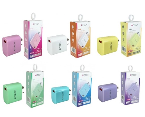 ADAPTADOR CARGADOR AITECH Qc3.0 3A CARGA RAPIDA AICP140020X
