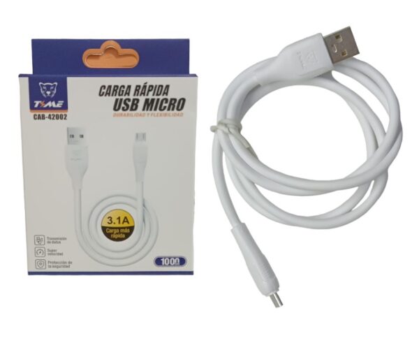 CAB-42004 CABLE DATOS USB V8 TIME 3.1A BLANCO           CAB-42002