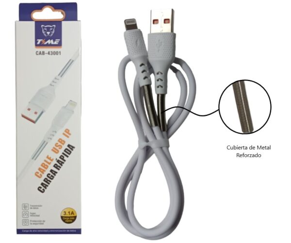 CAB-43003 CABLE IPHONE DATOS REFORZADO 3.1A           CAB-43001