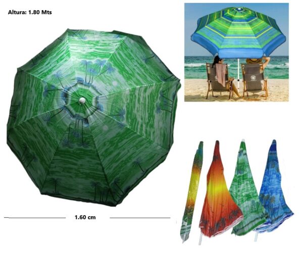 SOMBRILLA DE JARDIN/PLAYA DISEÑOS 1.80CM         FF-01