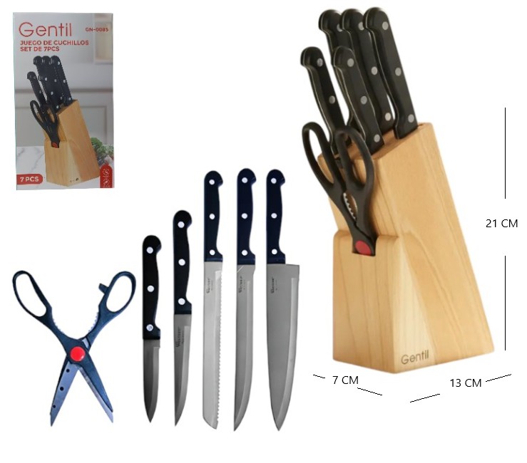 SET DE CUCHILLOS 7PCS CON BASE             GN-0085