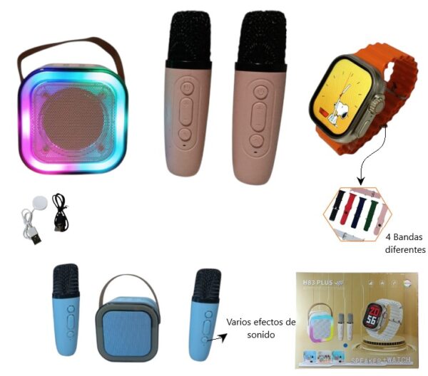 PARLANTE K12 CON 2 MICROFONO Y RELOJ SMART OK-2        H83