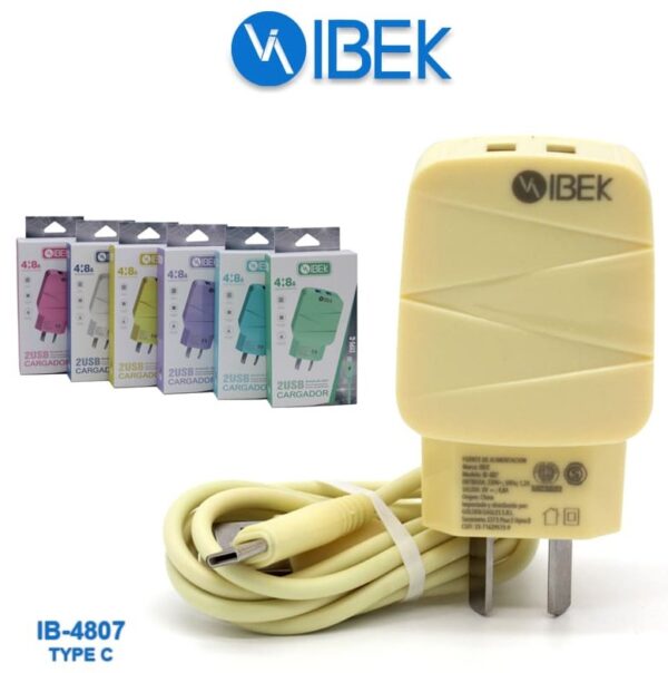 CARGADOR IBEK 4.8A TIPO C CABLE DESMONTABLE          IB-4807