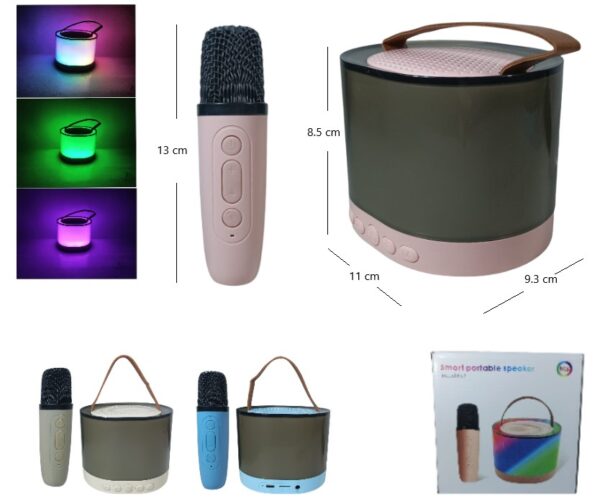 PARLANTE CON 1 MICROFONO LUZ RGB EFECTO DE VOZ         K52