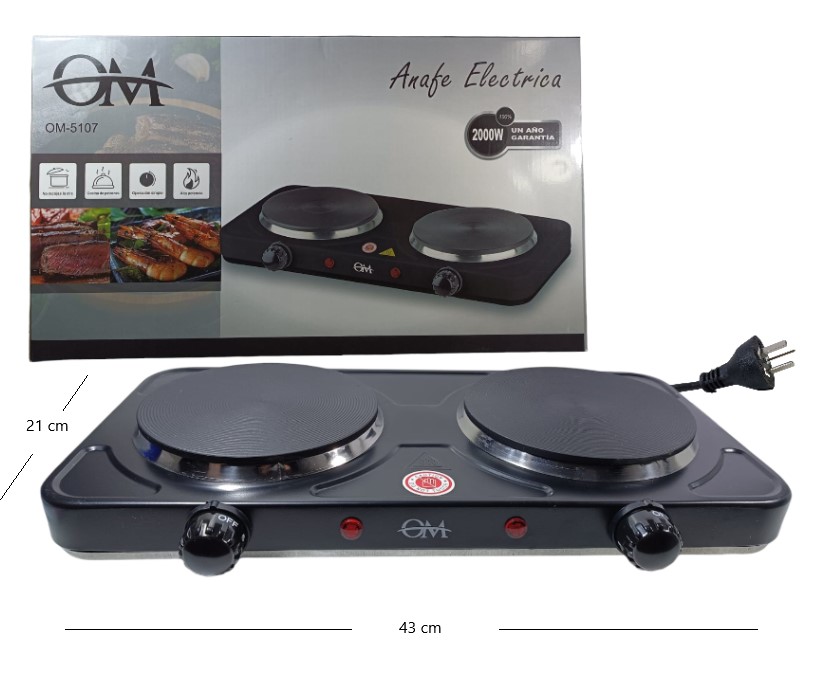 ANAFE ELECTRICO OM 2 HORNALLAS 2000W OM-5107