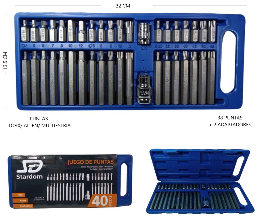 SET DE PUNTAS DESTORNILLADORES 40PCS             SD2040