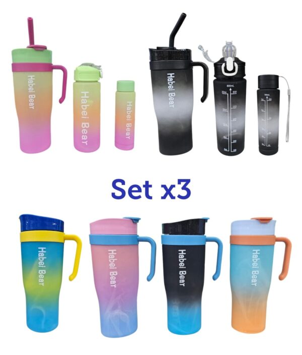 VASO BOTELLA x 3 MULTICOLOR                  99297