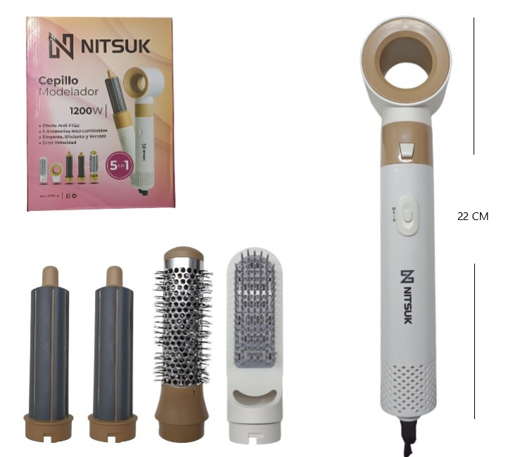 SET DE CEPILLO MOLDEADOR 5 EN 1 1200W NITSUK CPO-4
