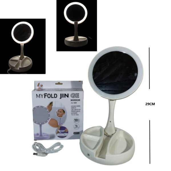 ESPEJO CON LUZ LED DOBLE LADO PLEGABLE                JG-988