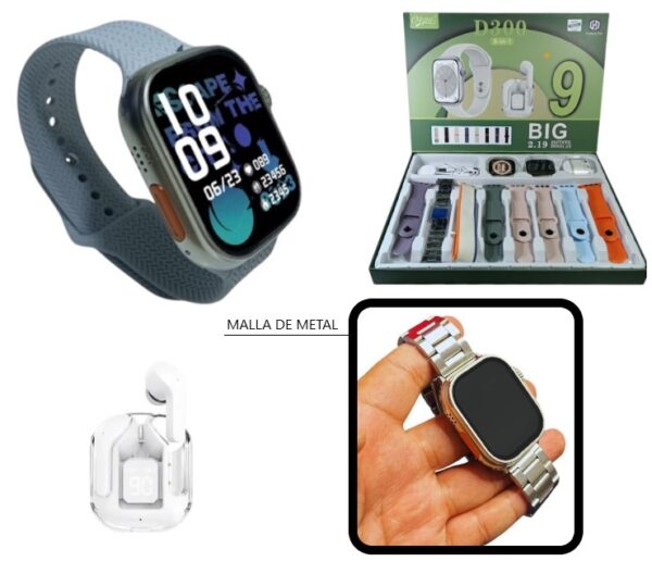 RELOJ INTELIGENTE SMART CON AURICULARES 8 EN 1             D300