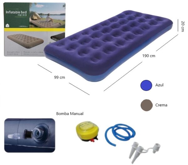 COLCHON INFLABLE + INFLADOR MANUAL        ICO-160916