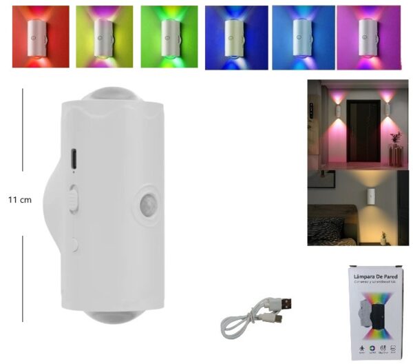 LED DE PARED BIDIRECCIONAL RGB CON SENSOR IMANTADA          LED-83055
