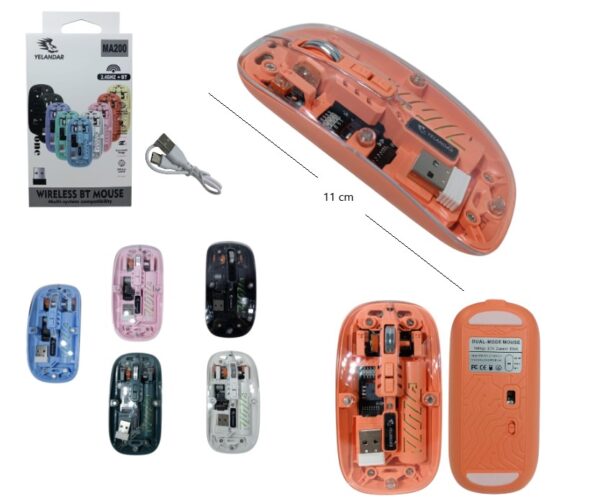 MOUSE INALAMBRICO TRANSPARENTE               MA200