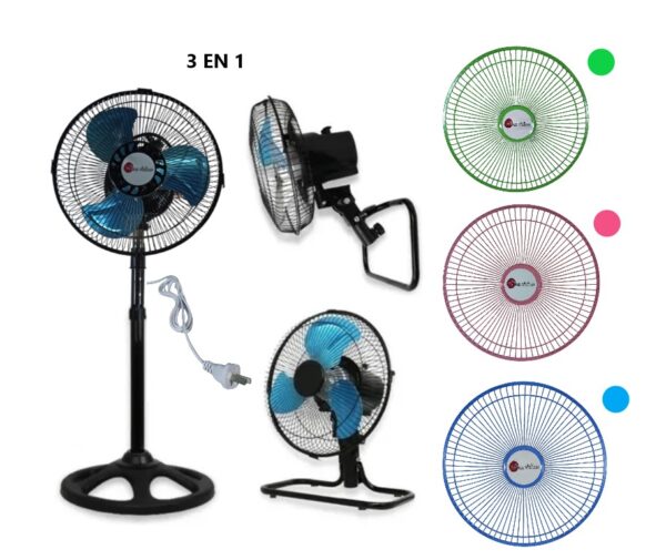 VENTILADOR 10PLG 3 EN1 65W REJILLA METAL COLORES)         SV-2715