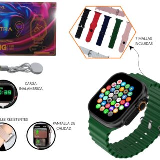 RELOJ SMARTWATCH ULTRA 9 BIG C/ 7 MALLAS               TH7-3