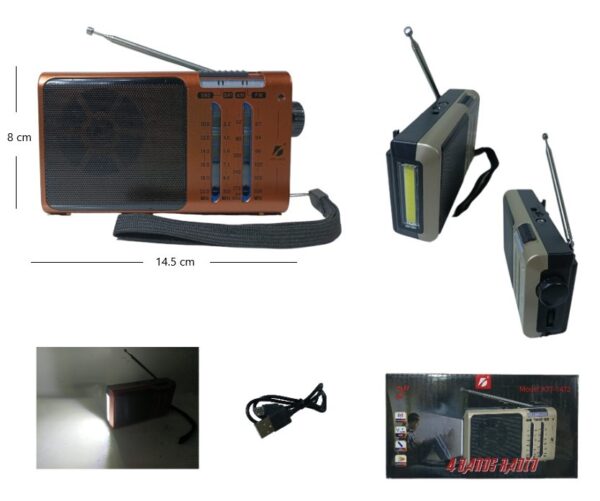 RADIO 4 BANDAS RECARGABLE /LINTERNA AM/FM 2PLG             KTF-1472