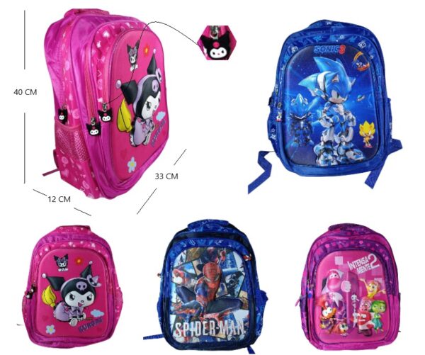 MOCHILA 16PLG DOBLE CIERRE PERSONAJES               164YC