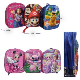 MOCHILA INFANTIL 2 CIERRES 3D PERSONAJES VARIOS              387
