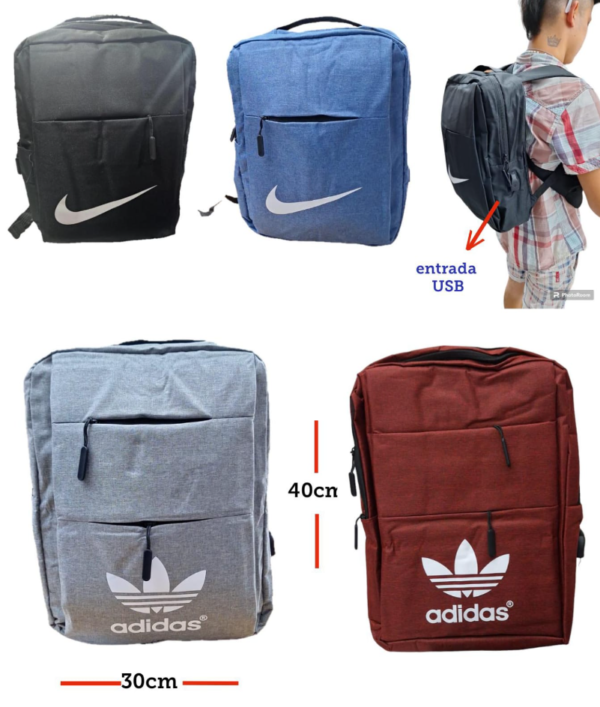 MOCHILA PORTA NOTEBOOK + USB, 4 COLORES                99133