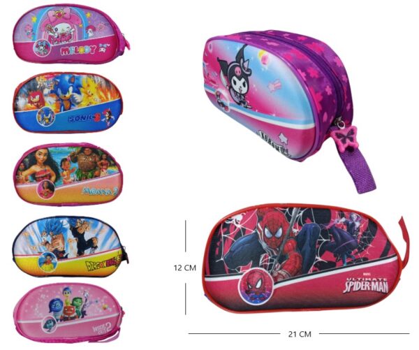 CARTUCHERA ESCOLAR 3D PERSONAJES                P-240