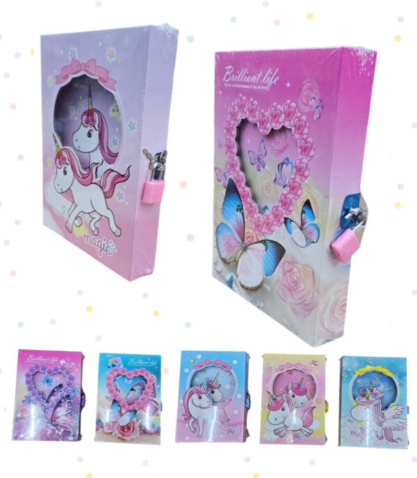 DIARIO INFANTIL con CANDADO unicornio,mariposa               99298
