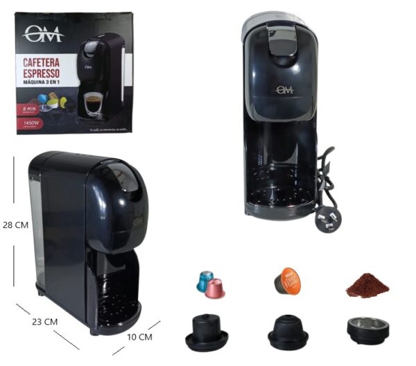 CAFETERA ESPRESSO 3 EN 1 CAPSULAS 1L 1450W           OM-9707