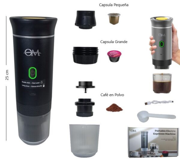 CAFETERA EXPRESSO PORTATIL 3 EN 1             OM-C301