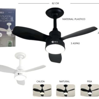 VENTILADOR DE TECHO C/LUZ FRIO/CALIDO/NATURAL 18W          OR-CFL-7