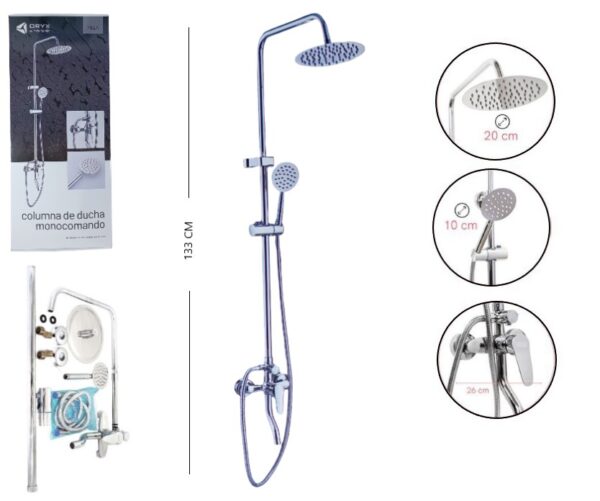 SET DE DUCHA COLUMNA MONOCOMANDO ACERO           284A