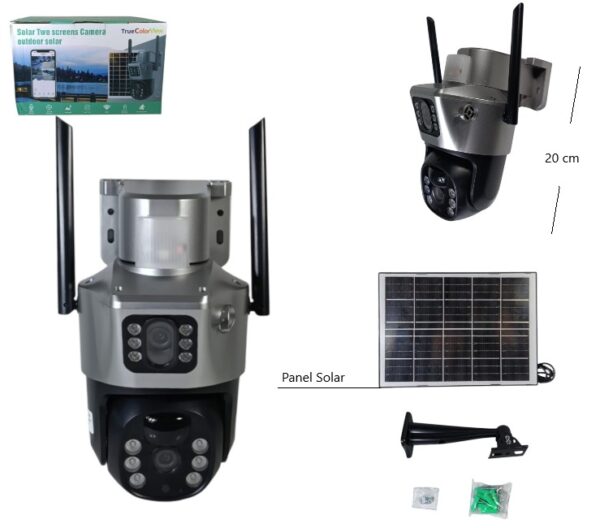 CAMARA IP SMART C/PANEL SOLAR IP66 360° BAJO TECH         F-607