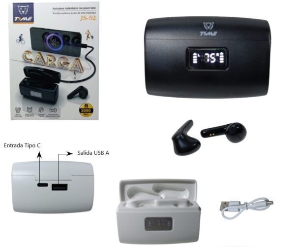 AURICULAR INALAMBRICO CON POWER BANK                JS-52