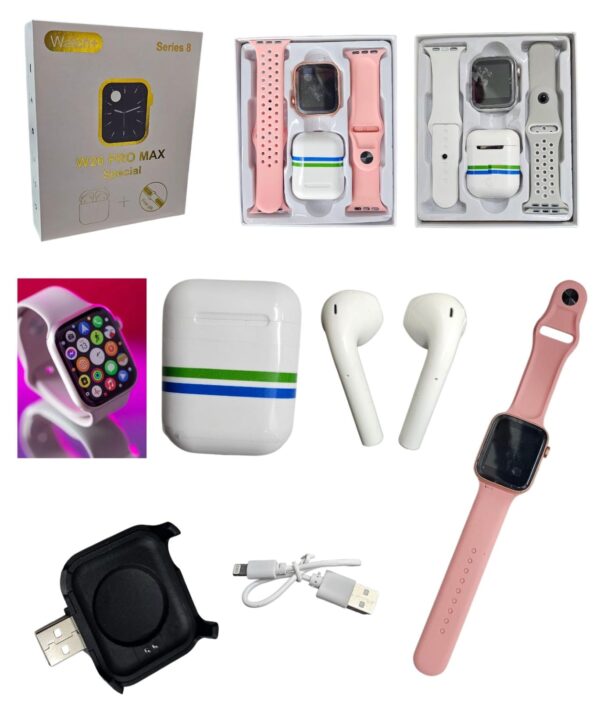 SMARTWATCH W26 PRO MAX C/ 2 MALLAS Y AURICULAR            W26