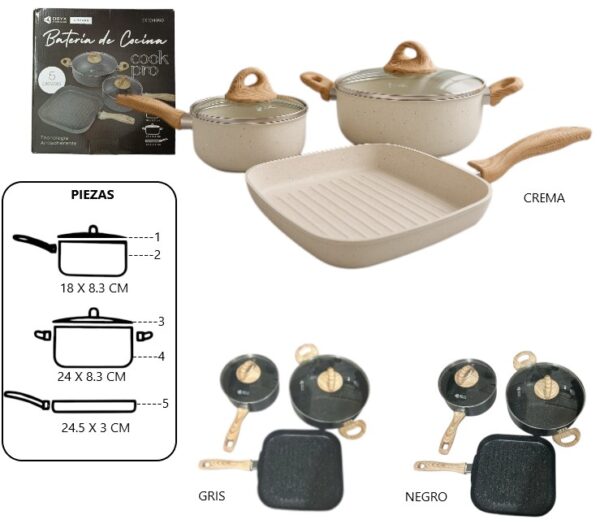 SET DE BIFERA Y OLLAS DE 5 PCS             EK0499