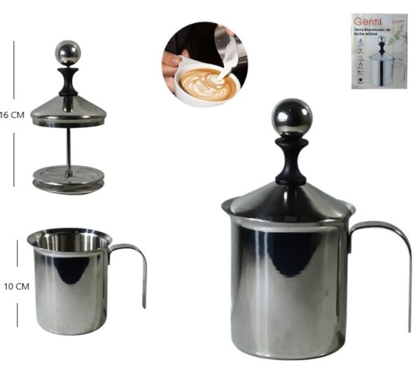 ESPUMADOR DE LECHE MANUAL ACERO INOXIDABLE 400ML        GN-077
