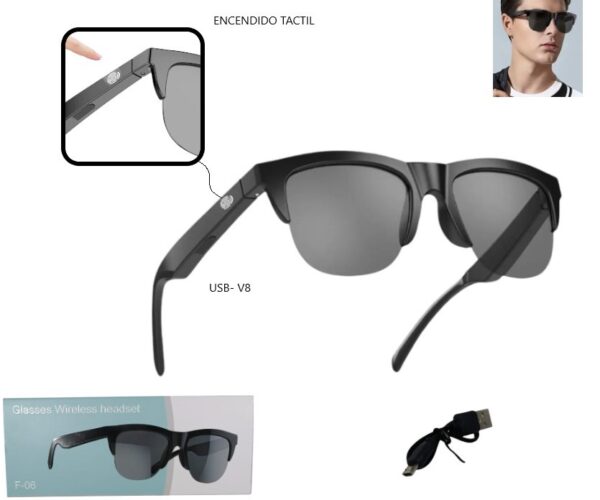 LENTES DE SOL CON AURICULAR TACTIL F07 F08            F-06