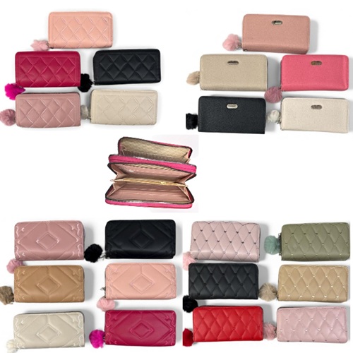 BILLETERA DOBLE CIERRES C/ POMPON PELUCHE