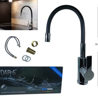 CANILLA FLEXIBLE NEGRA Y COLORE MONOCOMANDO ITM-72