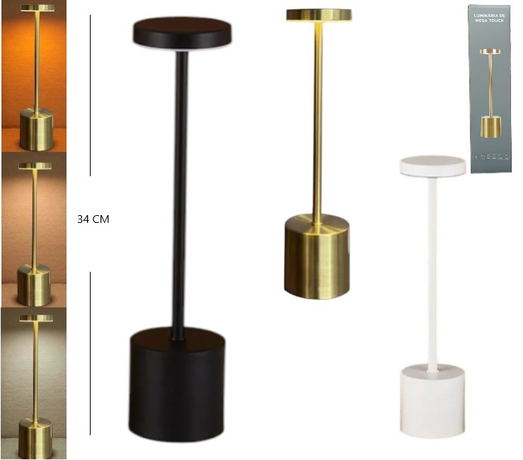 VELADOR TOUCH BLANCO,NEGRO, DORADO