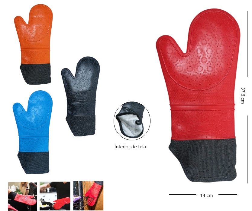 MELECH-280 GUANTES SILICONA DE COCINA SOLO NEGRO