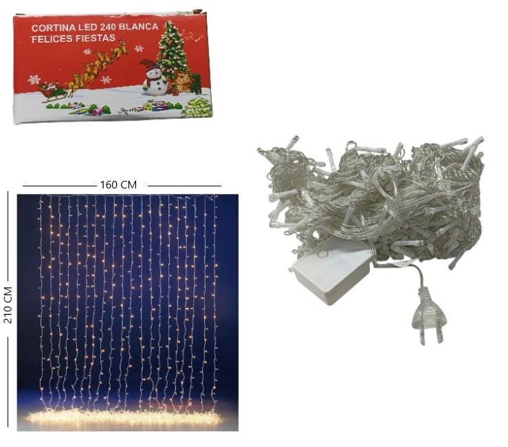 CORTINA 240 LUCES LED CALIDA