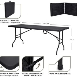 MESA PLEGABLE DE CAMPING COLOR NEGRO