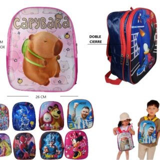 MOCHILA 3D DOBLE CIERRE PERSONAJES