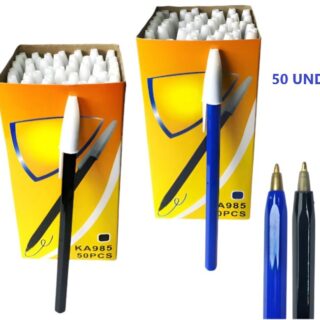 LAPICERA TRAZO MEDIO AZUL Y NEGRO CAJA X 50U.