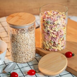 FRASCO DE VIDRIO TAPA BAMBU 1400ML