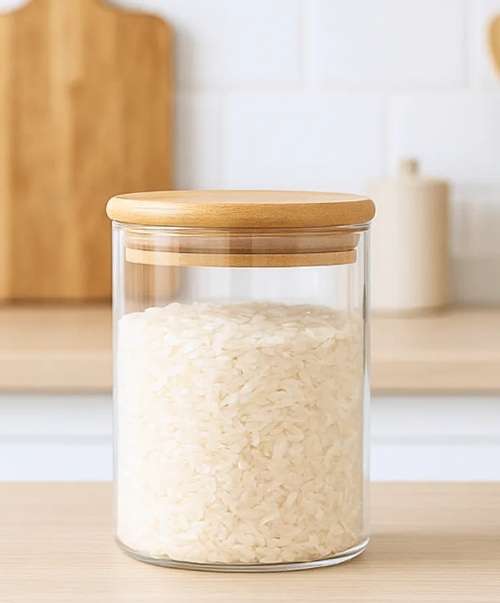 FRASCO DE VIDRIO TAPA BAMBU 850ML