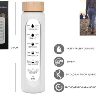 BOTELLA DE VIDRIO DE 1LT MOTIVACIONAL